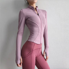 2024 Women’s Long Sleeve Sports Jacket – Zip-Up Activewear for Cold-Weather Workouts