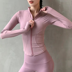 2024 Women’s Long Sleeve Sports Jacket – Zip-Up Activewear for Cold-Weather Workouts
