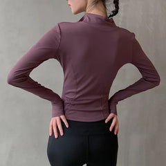 2024 Women’s Long Sleeve Sports Jacket – Zip-Up Activewear for Cold-Weather Workouts