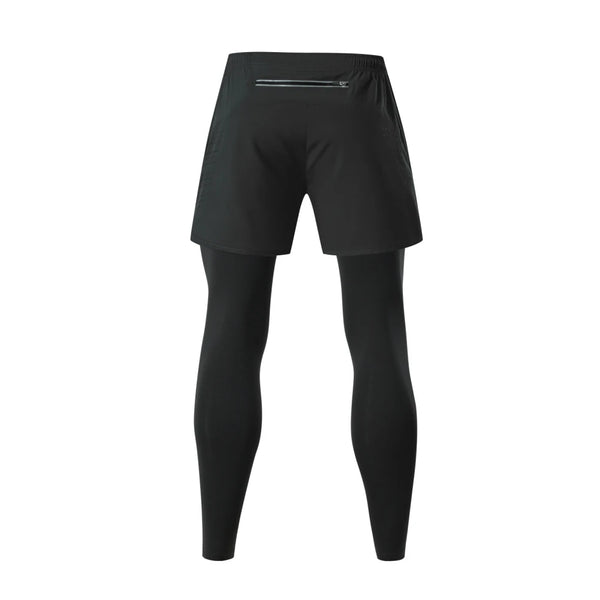 Men's Fake Two Pieces Outdoor Summer Sport Running Training Fitness Elastic Fishing Pants Quick-drying Trousers