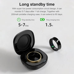 R09 Smart Ring Waterproof Sport Health Ring Heart Rate Blood Oxygen Sleep Monitoring with Charging Case for Xiaomi Samsung Phone