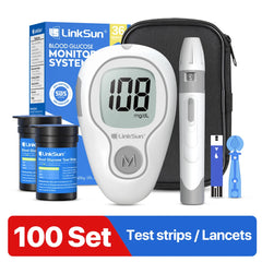 LinkSun G-425-3 Blood Glucose Meter Glucometer Full Set Medical Diabetes Blood Sugar Monitor Complete Kit Glucose Test Strips