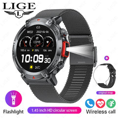 LIGE Smart Watch Men Outdoor Fitness Sports Waterproof Bluetooth Calling Bracelet Heart Rate Monitor LED Lighting Men Smartwatch