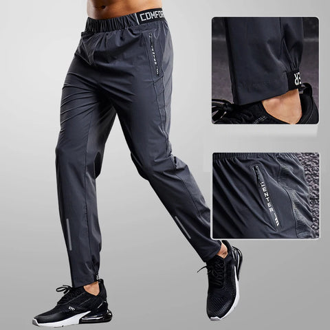 Men’s Quick-Dry Running Sport Pants – Training Joggers with Zipper Pockets