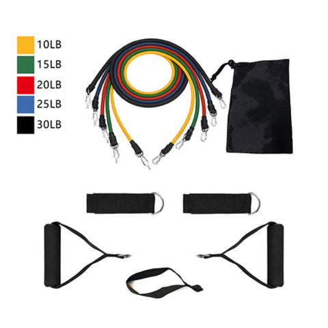 11Pcs Resistance Bands Yoga Pilates Crossfit Fitness Equipment Elastic Pull Rope Workout Latex Tube Set