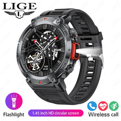 LIGE Smart Watch Men Outdoor Fitness Sports Waterproof Bluetooth Calling Bracelet Heart Rate Monitor LED Lighting Men Smartwatch
