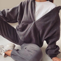 2pcs/Set New Women's Loose Sports Casual Sweater Suit Two-Piece Streetwear Pants Suit Sports Pullover