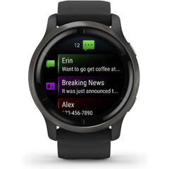 Smaller-sized GPS Smartwatch with Advanced Health Monitoring and Fitness Features, Slate Bezel with Graphite Case