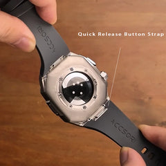Luxury Titanium Alloy Modification Kit For Apple Watch Ultra 2 1 49mm Fluororubber Strap For Iwatch Series 9 8 7 6SE 5 45MM 44MM