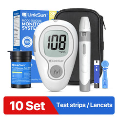 LinkSun G-425-3 Blood Glucose Meter Glucometer Full Set Medical Diabetes Blood Sugar Monitor Complete Kit Glucose Test Strips