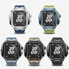 Luxury Titanium Alloy Modification Kit For Apple Watch Ultra 2 1 49mm Fluororubber Strap For Iwatch Series 9 8 7 6SE 5 45MM 44MM