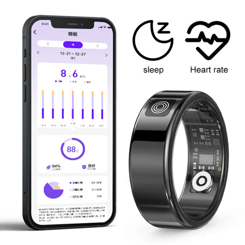 RS08 Smart Ring Multi-sport Modes Health Fitness Rings Bluetooth-Compatible 5.1 Sport Health Ring for Men Women for Android iOS